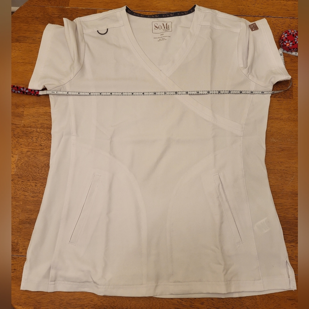 White SoMi Scrub Top, M
